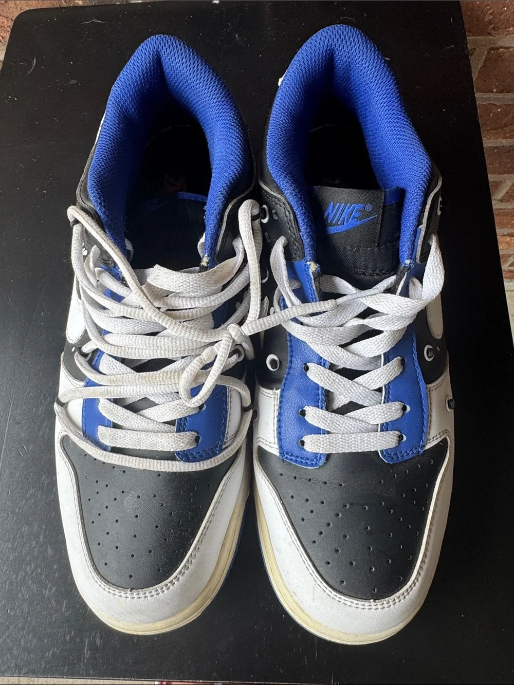 Nike Dunk Low — White, Black & Blue Graphic Accent Sneakers